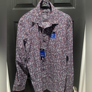 Men’s Apt 9 Premier Flex Slim Fit. XXL. Red floral pattern button up dress shirt